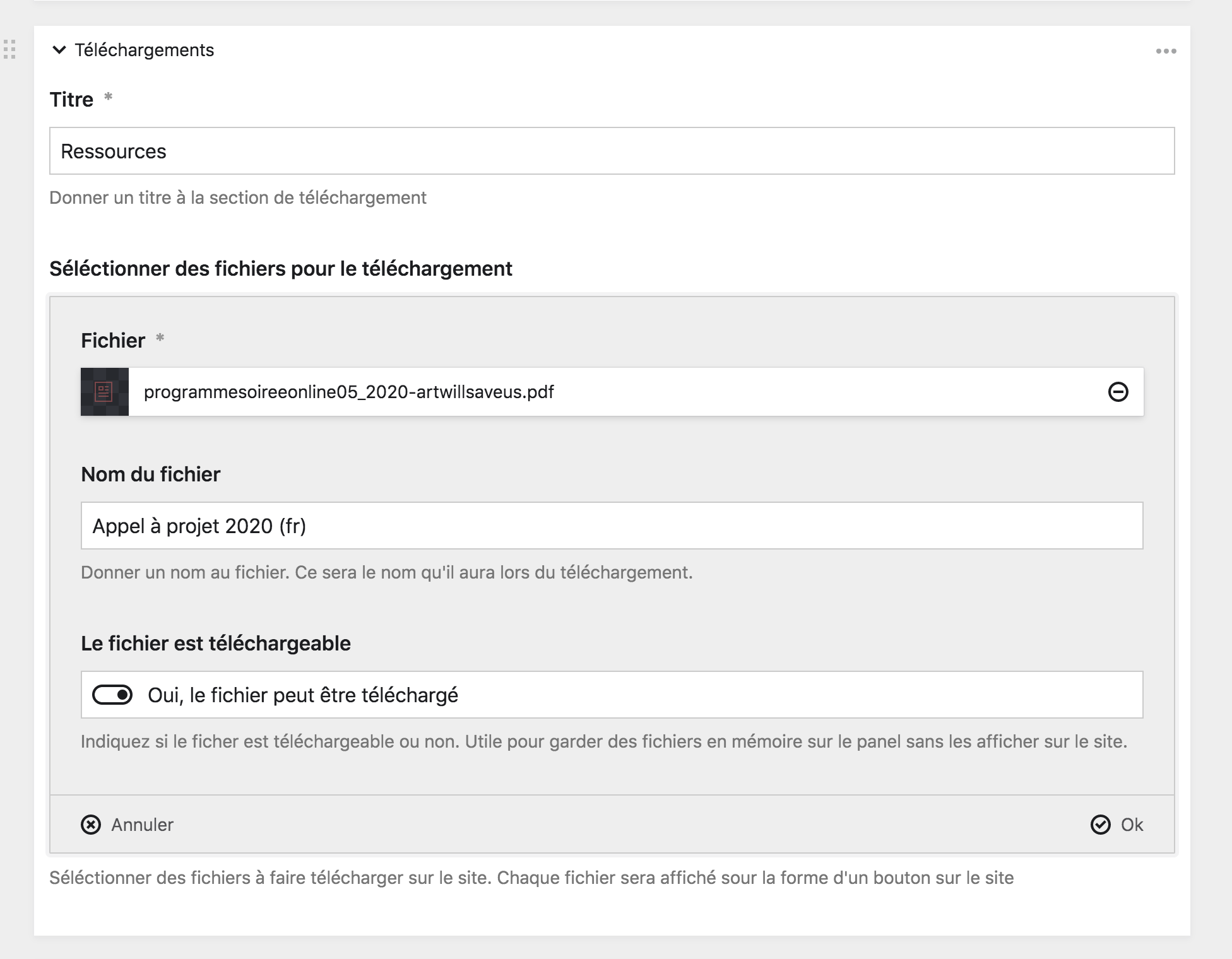 Bloc Téléchargement