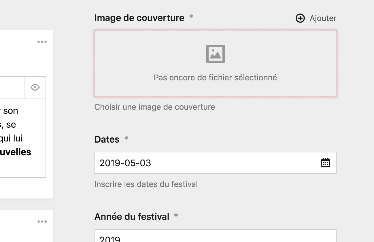 Champ de choix d&rsquo;une couverture de page
