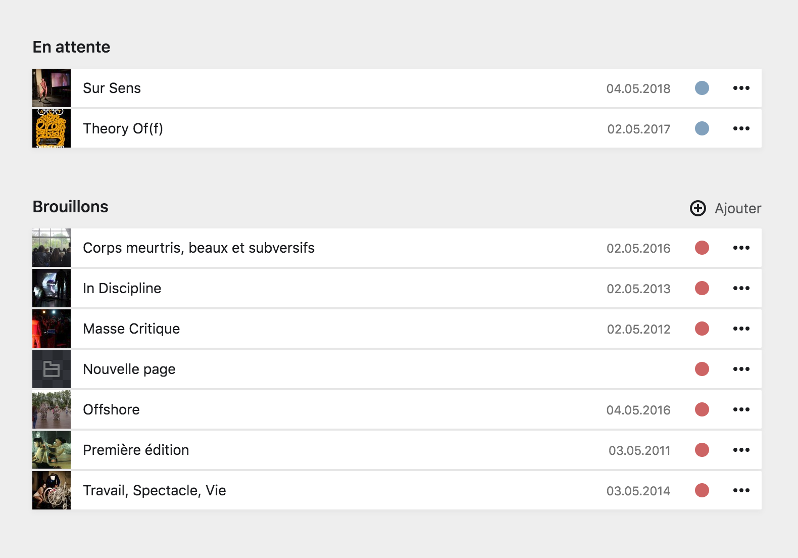 Presentation des pages