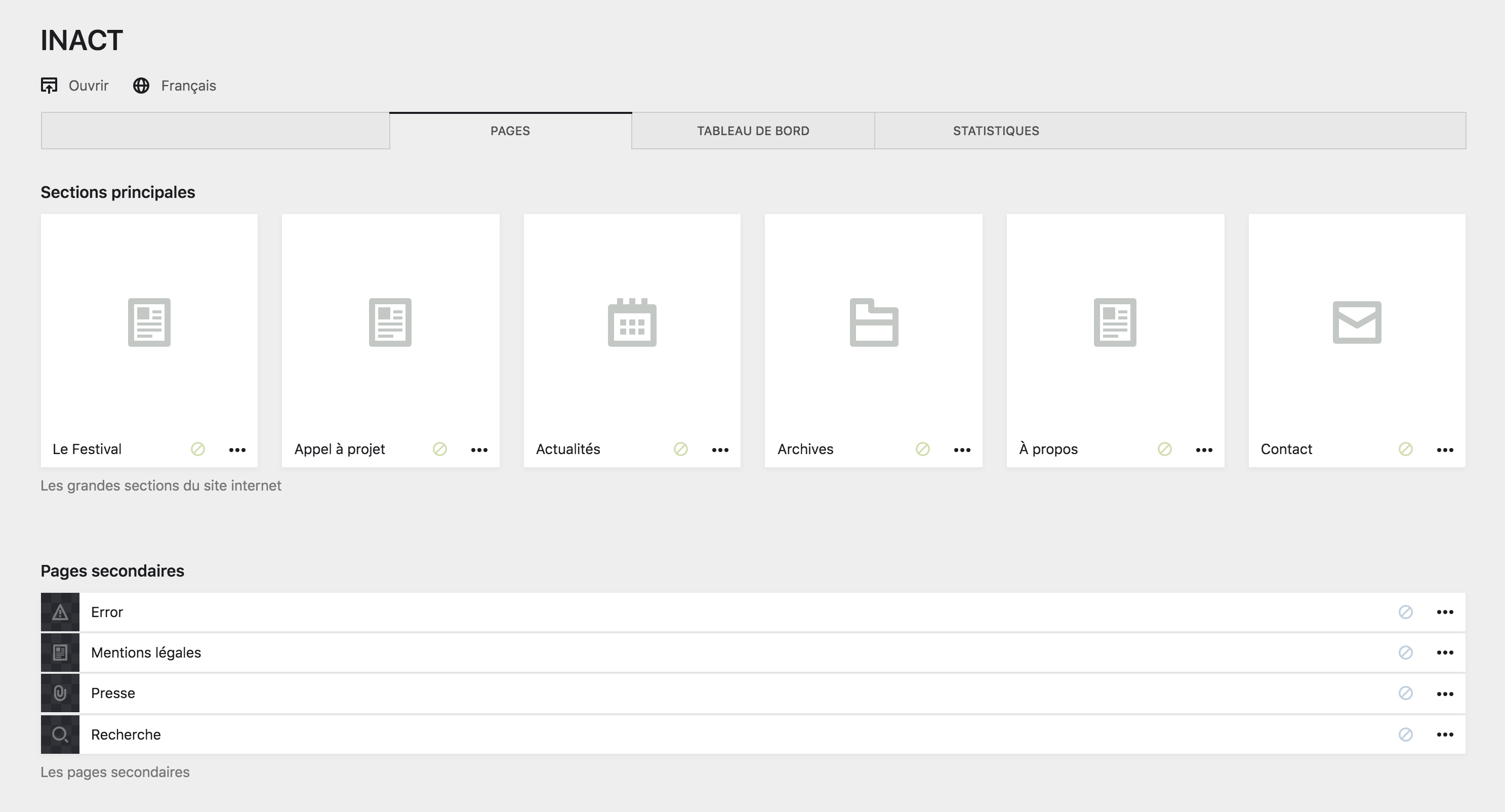 La page d&rsquo;accueil du Panel
