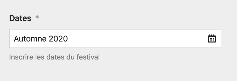 Champ texte pour les dates