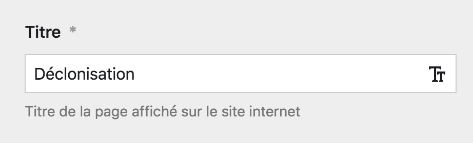 Champ texte pour le titre